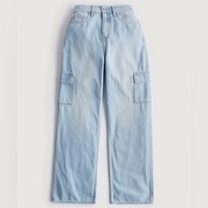 Highest Rise Light Wash Vintage Baggy Cargo Jeans